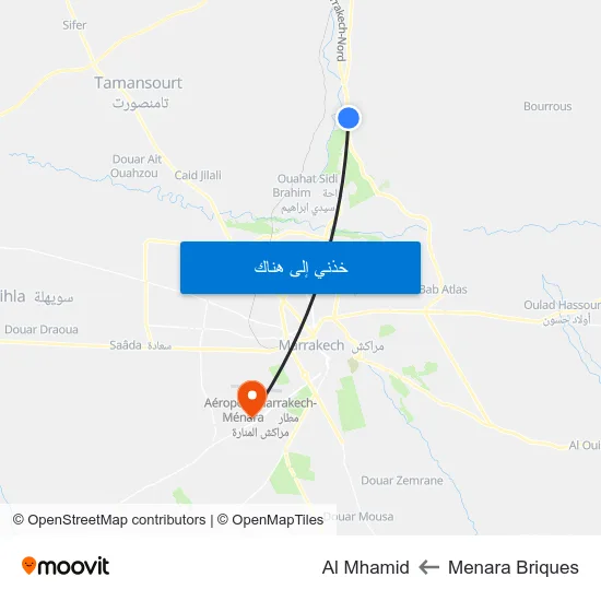 Menara Briques to Al Mhamid map