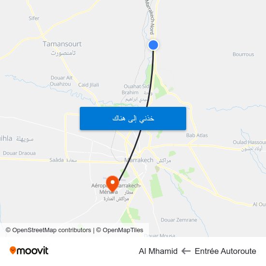 Entrée Autoroute to Al Mhamid map