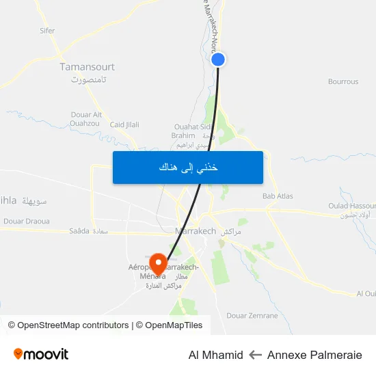 Annexe Palmeraie to Al Mhamid map