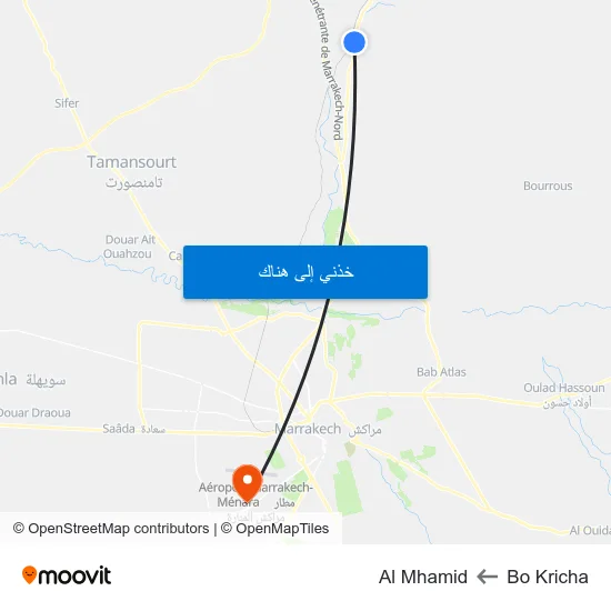 Bo Kricha to Al Mhamid map