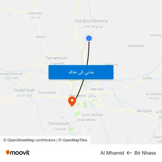 Bir Nhass to Al Mhamid map