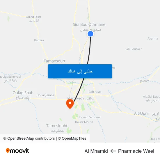 Pharmacie Wael to Al Mhamid map