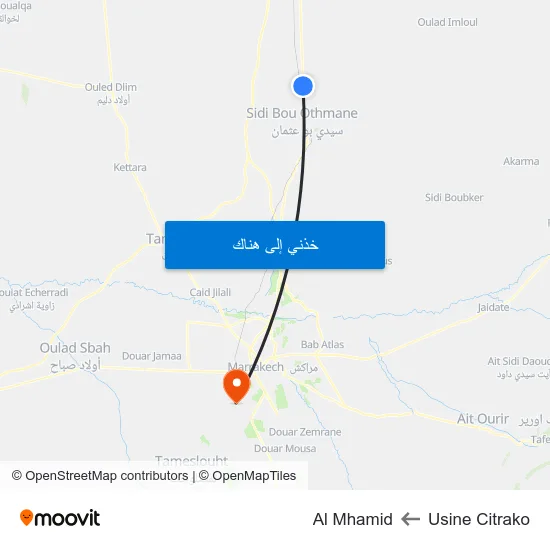 Usine Citrako to Al Mhamid map