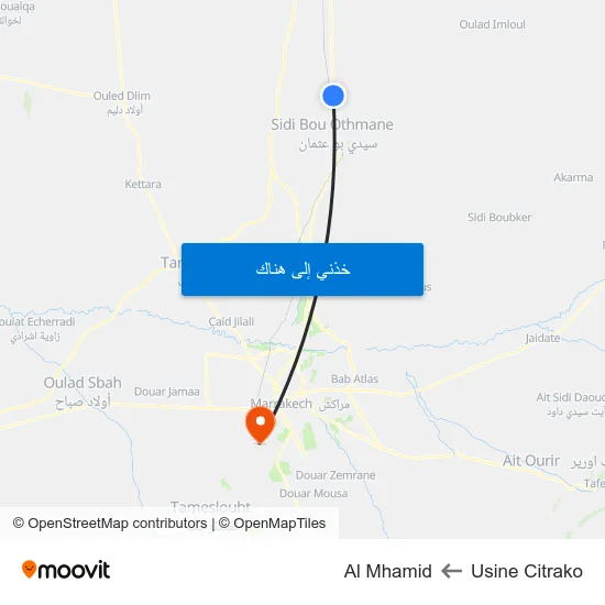 Usine Citrako to Al Mhamid map