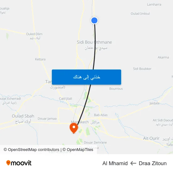 Draa Zitoun to Al Mhamid map