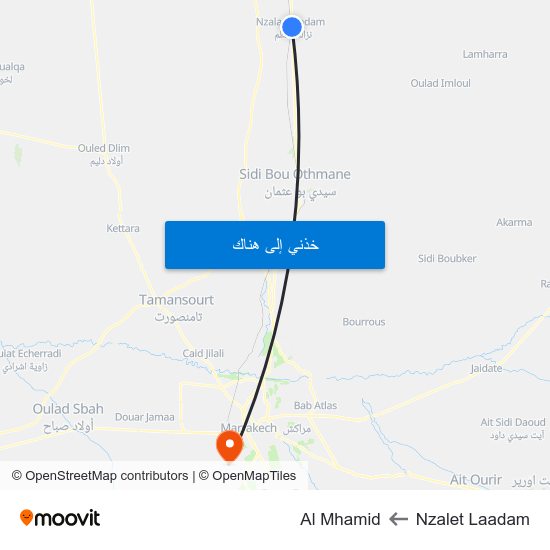 Nzalet Laadam to Al Mhamid map