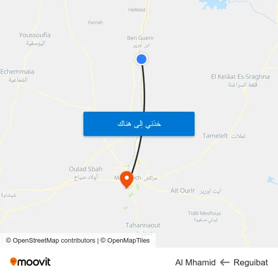 Reguibat to Al Mhamid map