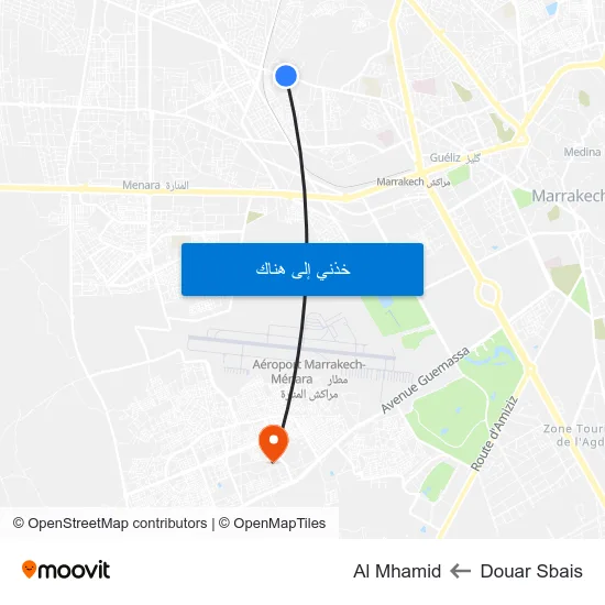 Douar Sbais to Al Mhamid map