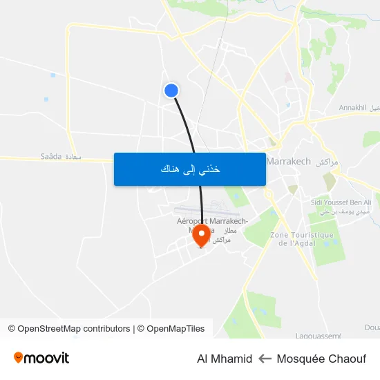 Mosquée Chaouf to Al Mhamid map