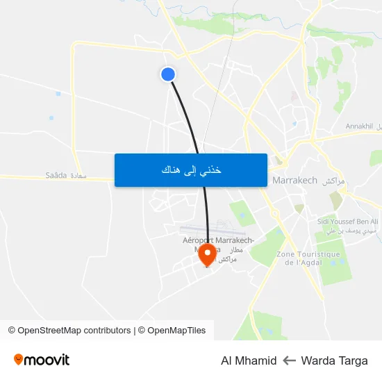 Warda Targa to Al Mhamid map