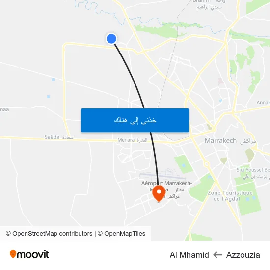 Azzouzia to Al Mhamid map