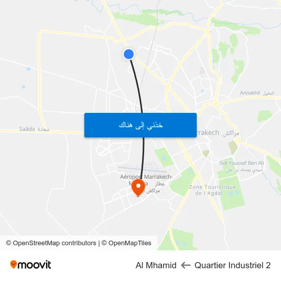 Quartier Industriel 2 to Al Mhamid map