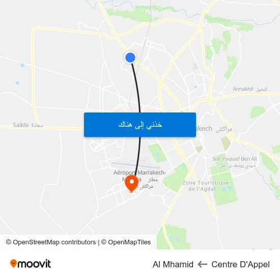 Centre D'Appel to Al Mhamid map