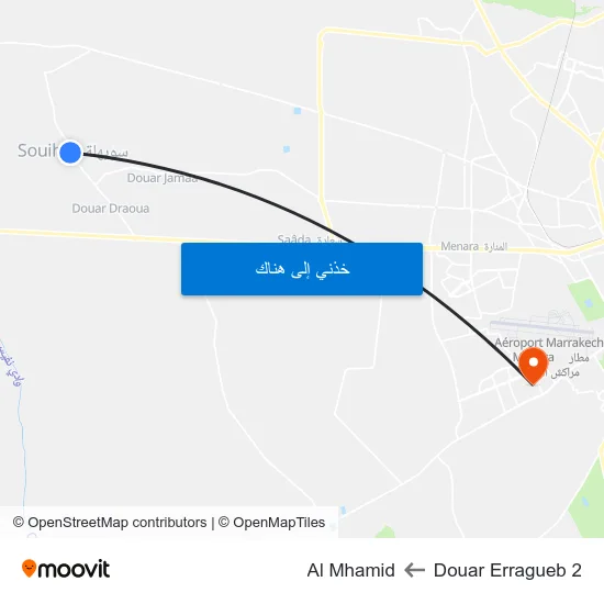 Douar Erragueb 2 to Al Mhamid map