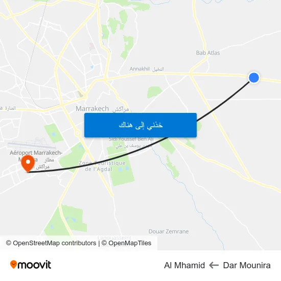 Dar Mounira to Al Mhamid map