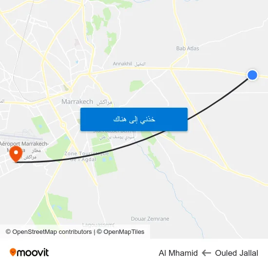 Ouled Jallal to Al Mhamid map