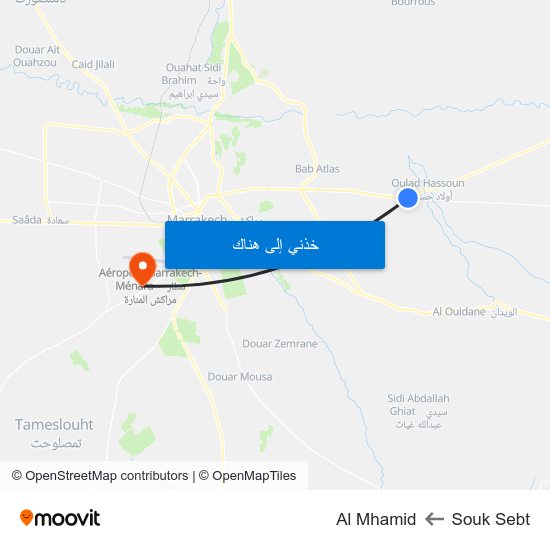 Souk Sebt to Al Mhamid map