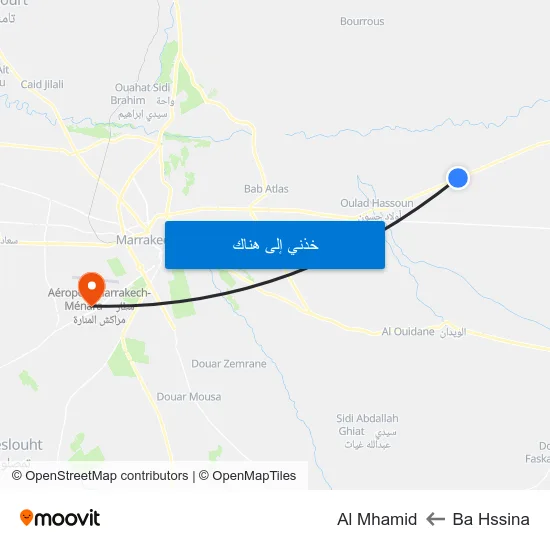 Ba Hssina to Al Mhamid map