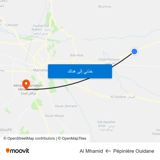 Pépinière Ouidane to Al Mhamid map