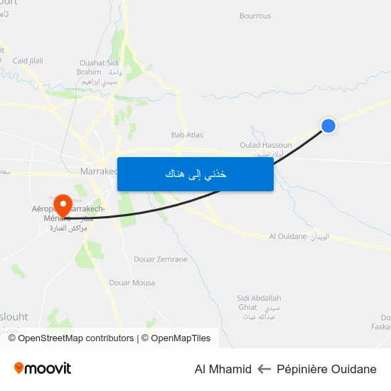 Pépinière Ouidane to Al Mhamid map