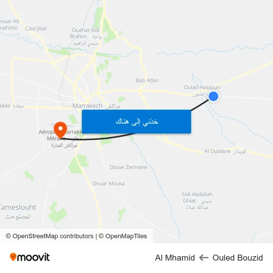 Ouled Bouzid to Al Mhamid map