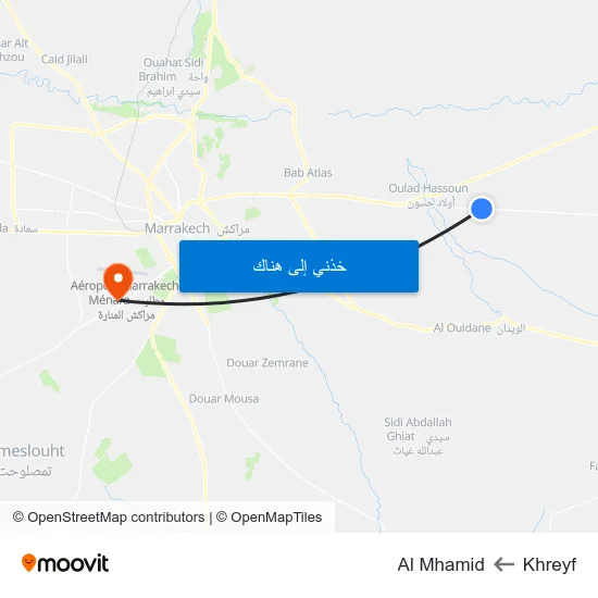 Khreyf to Al Mhamid map