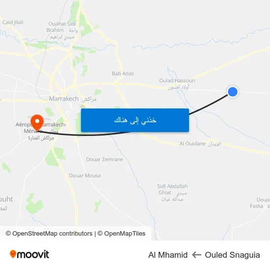 Ouled Snaguia to Al Mhamid map
