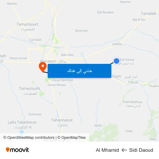 Sidi Daoud to Al Mhamid map