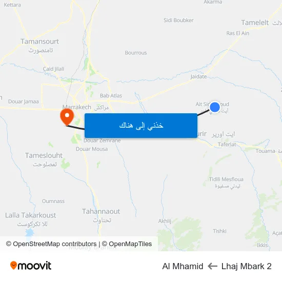 Lhaj Mbark 2 to Al Mhamid map