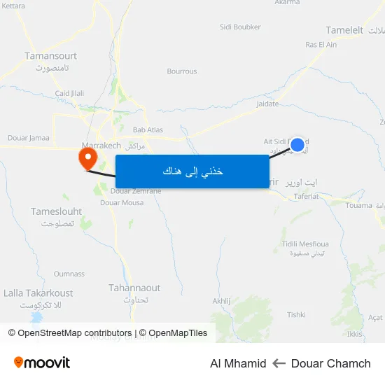 Douar Chamch to Al Mhamid map