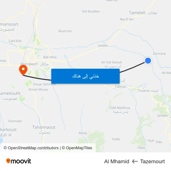 Tazemourt to Al Mhamid map