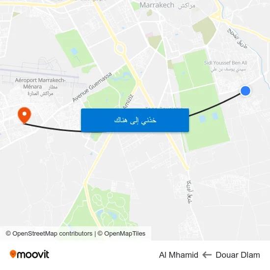 Douar Dlam to Al Mhamid map