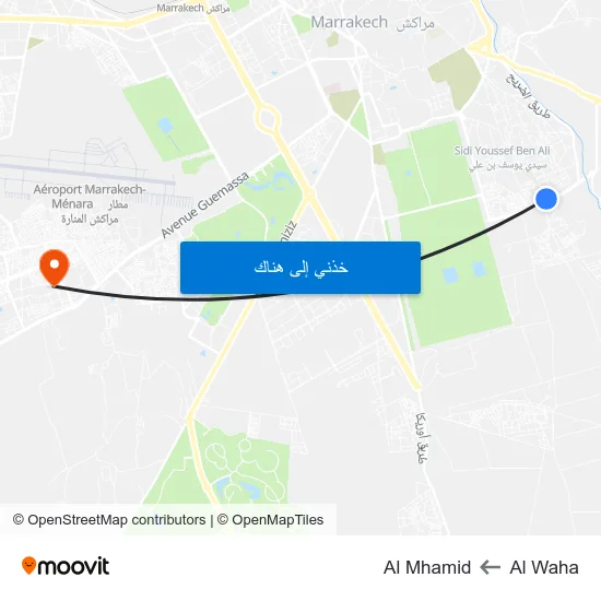Al Waha to Al Mhamid map