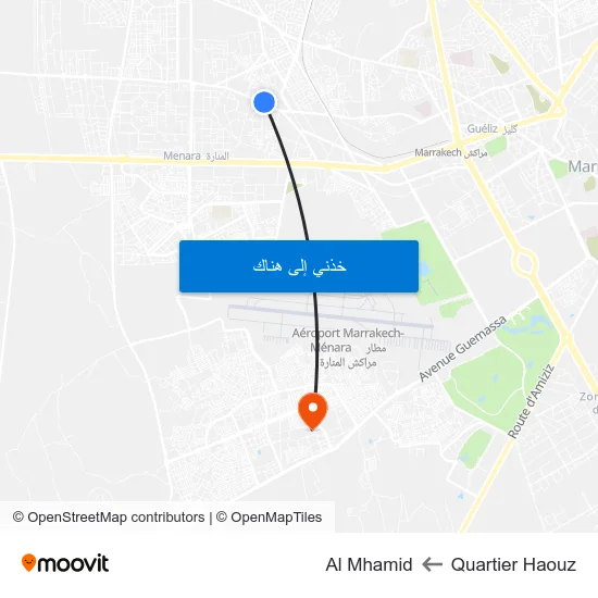 Quartier Haouz to Al Mhamid map