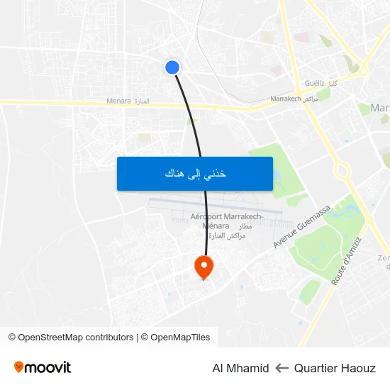 Quartier Haouz to Al Mhamid map