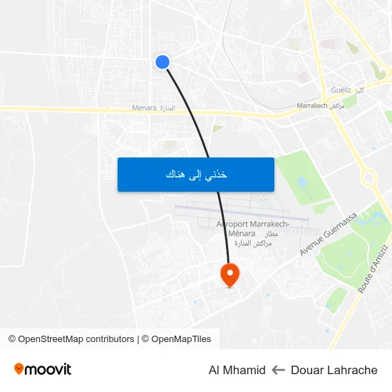 Douar Lahrache to Al Mhamid map