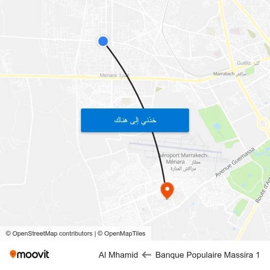 Banque Populaire Massira 1 to Al Mhamid map