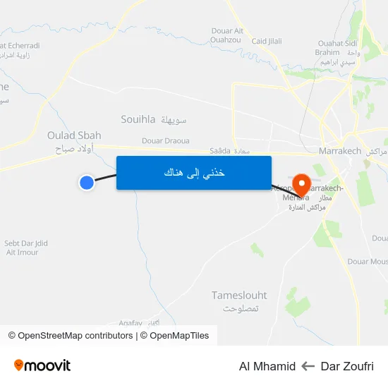 Dar Zoufri to Al Mhamid map