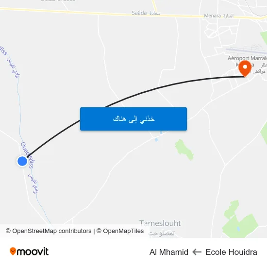 Ecole Houidra to Al Mhamid map