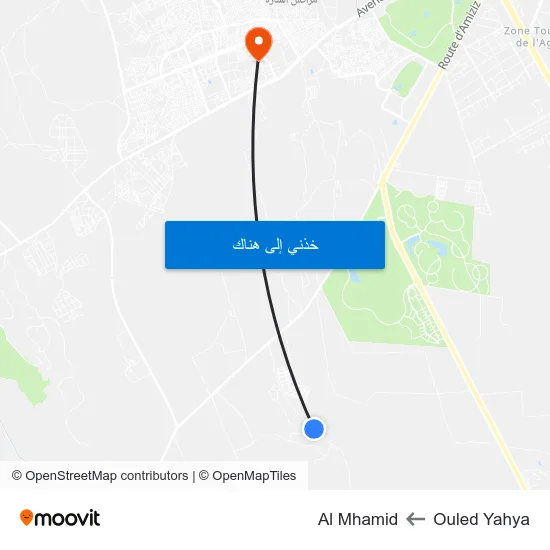 Ouled Yahya to Al Mhamid map