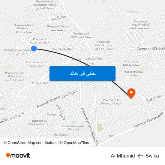 Swika to Al Mhamid map