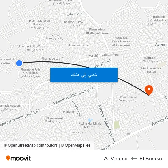El Baraka to Al Mhamid map