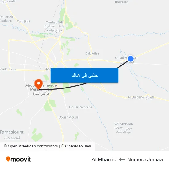 Numero Jemaa to Al Mhamid map