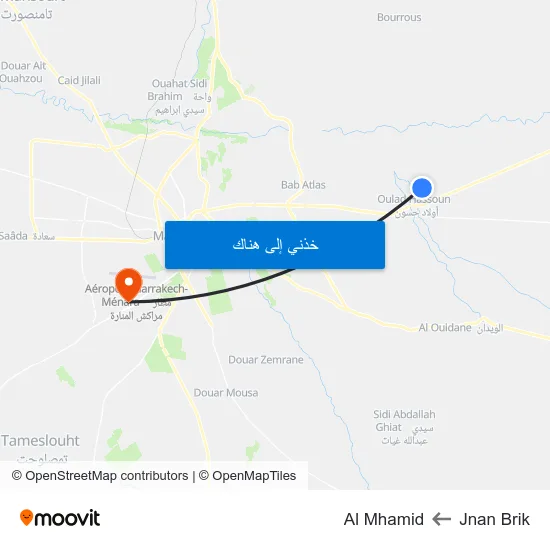 Jnan Brik to Al Mhamid map