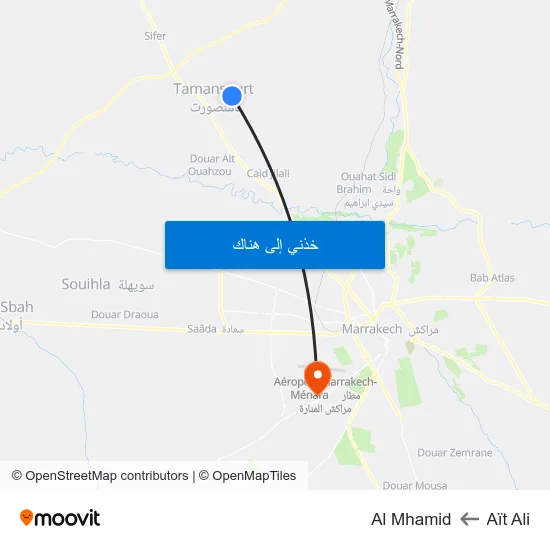 Aït Ali to Al Mhamid map