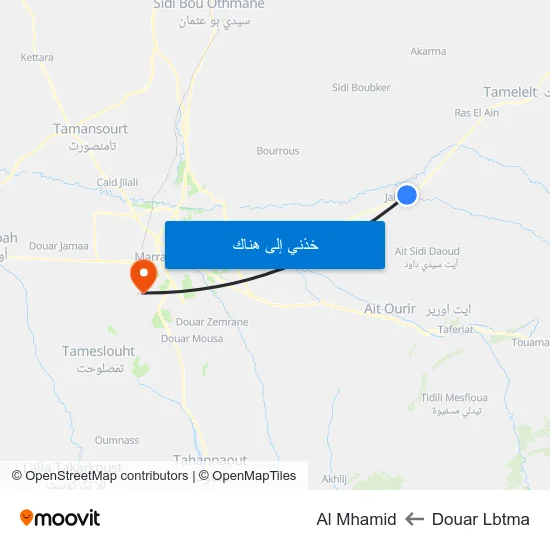 Douar Lbtma to Al Mhamid map