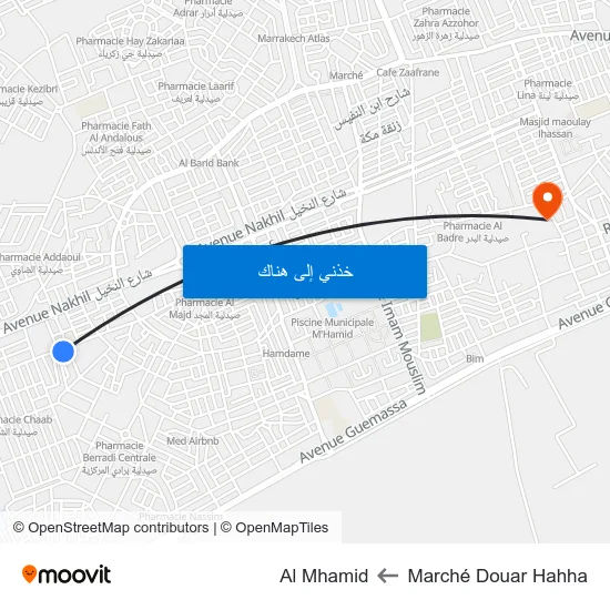 Marché Douar Hahha to Al Mhamid map