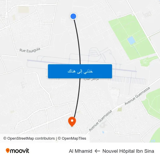 Nouvel Hôpital Ibn Sina to Al Mhamid map