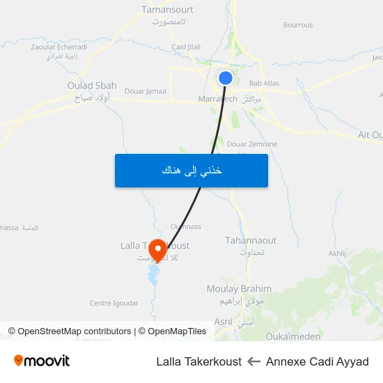 Annexe Cadi Ayyad to Lalla Takerkoust map