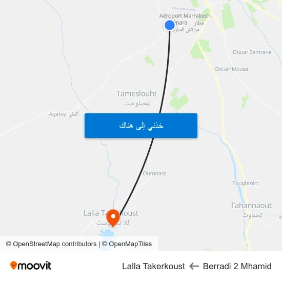 Berradi 2 Mhamid to Lalla Takerkoust map